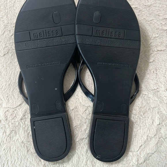 Melissa Black and Gold Glitter Bow Sandals Size 8 - Picture 5 of 7